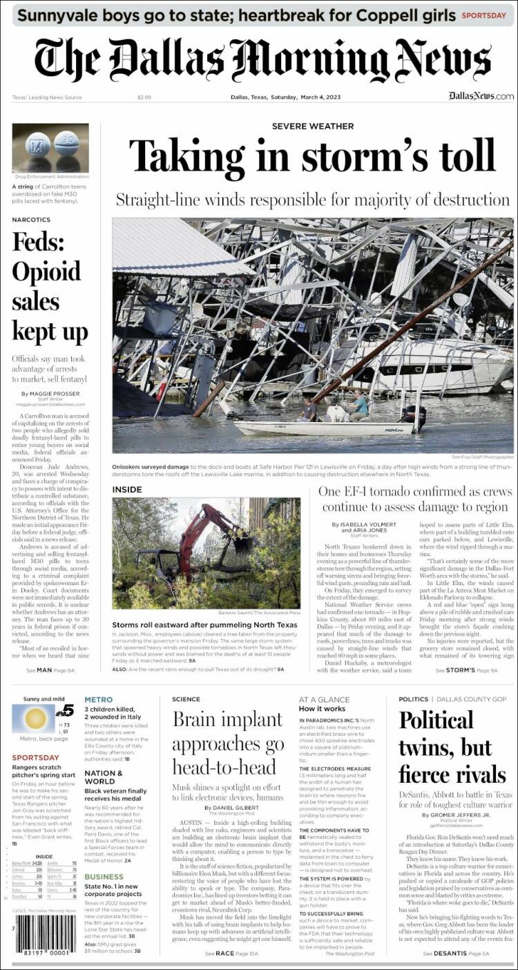 Portada de Dallas Morning News (USA)