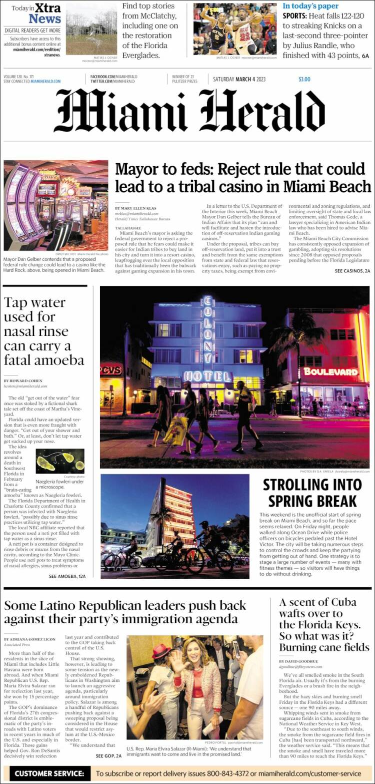 Portada de Miami Herald (USA)