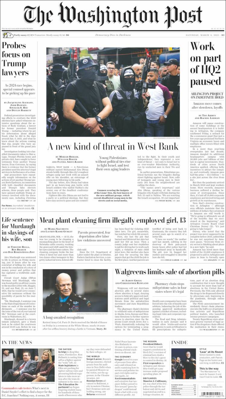 Portada de The Washington Post (USA)