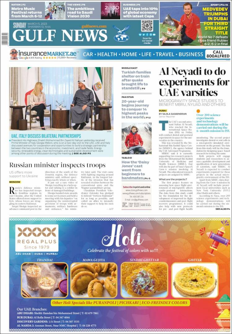 Portada de Gulf News (Asia-Pacífico)