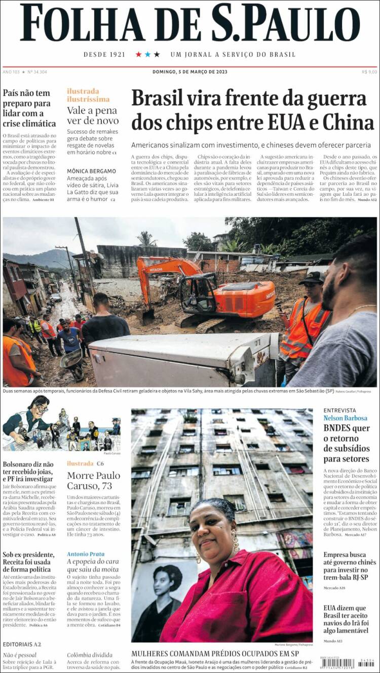 Portada de Folha de São Paulo (Brasil)