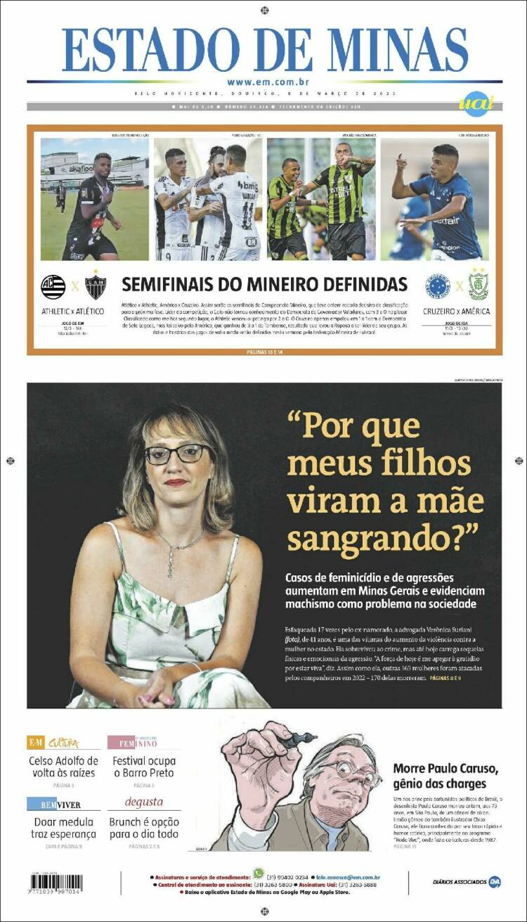 Portada de Jornal Estado de Minas (Brasil)