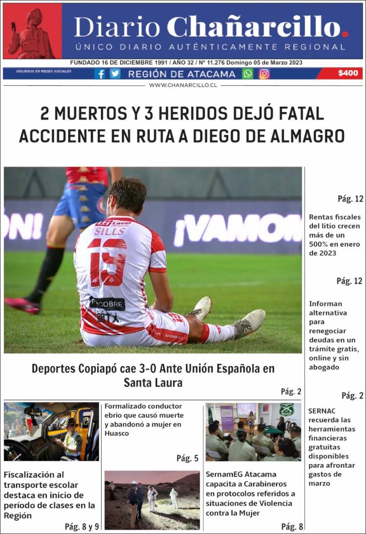 Portada de Diario Chañarcillo (Chile)