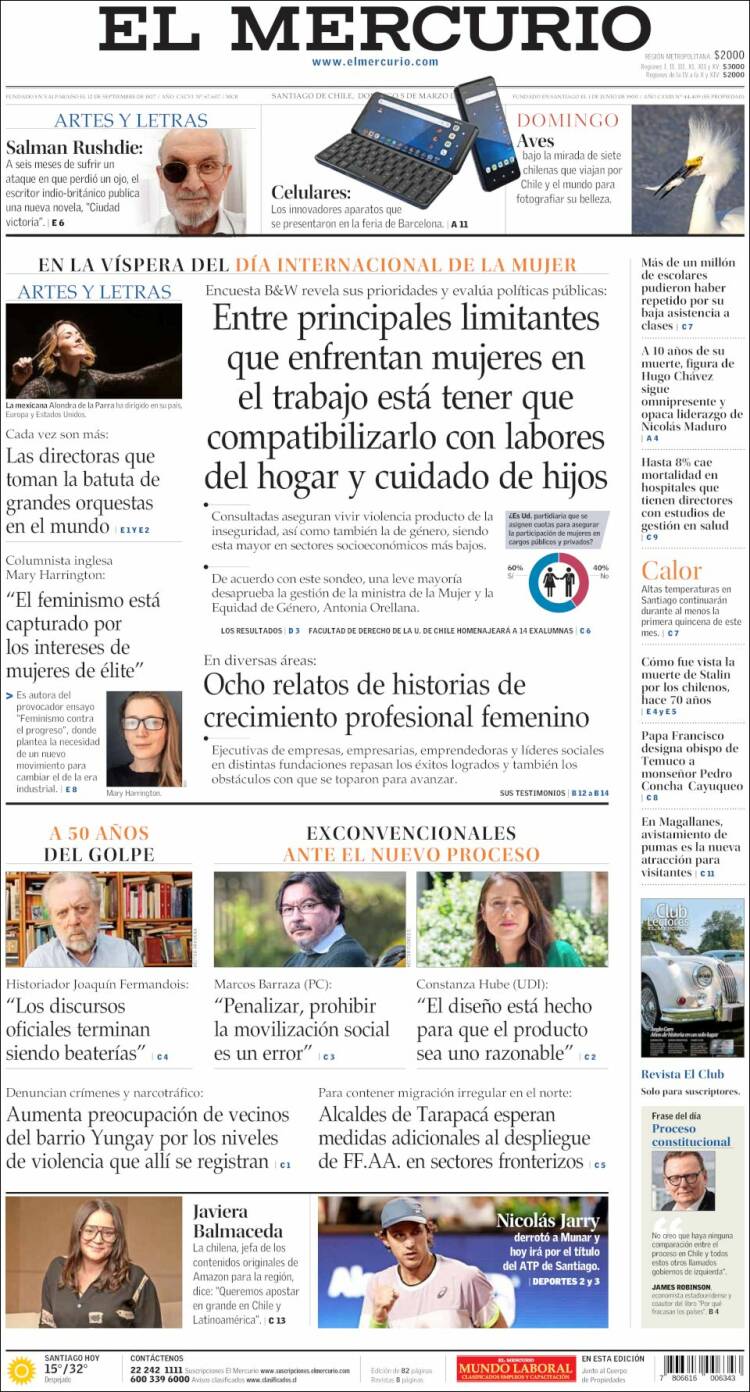 Portada de El Mercurio (Chile)
