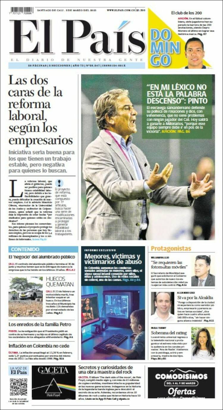 Portada de El País - Cali (Colombia)