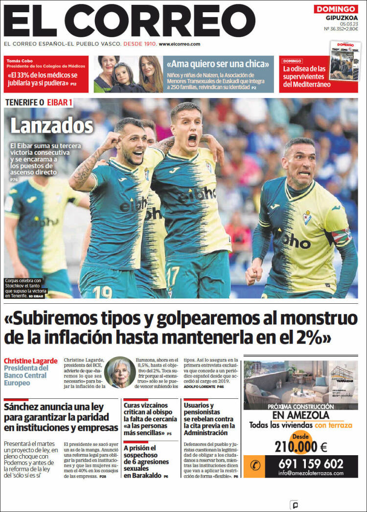 Portada de El Correo - Guipuzcoa (Espa&ntilde;a)