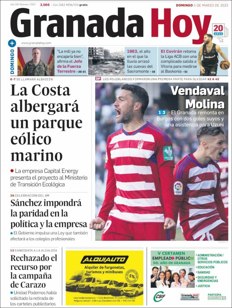 Portada de Granada Hoy (Espa&ntilde;a)