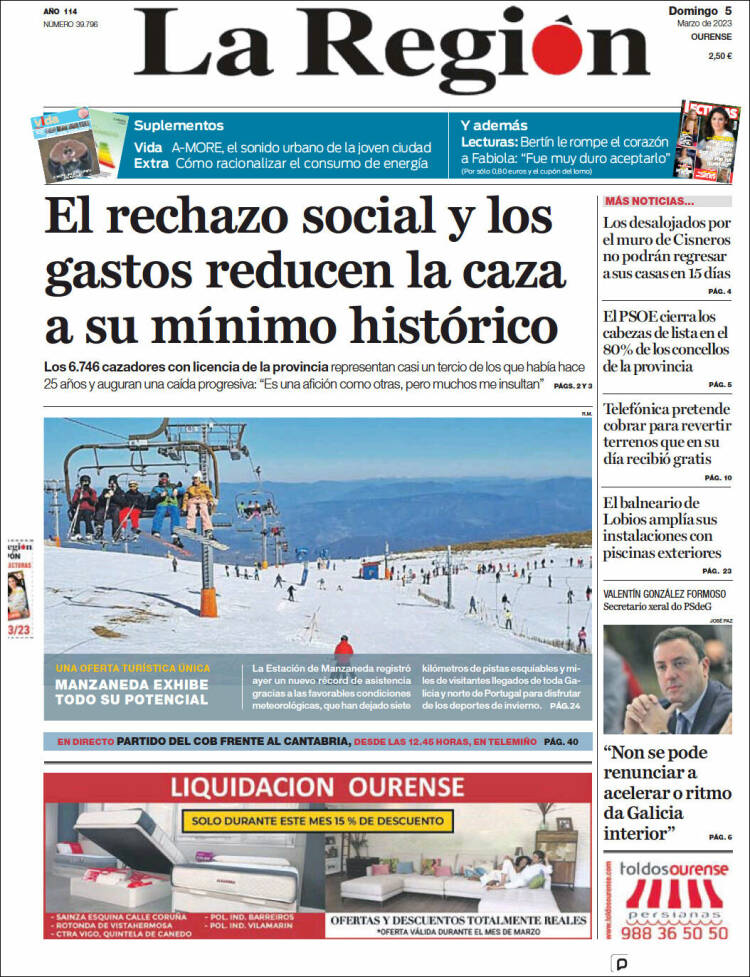 Portada de La Región de Ourense (Espa&ntilde;a)