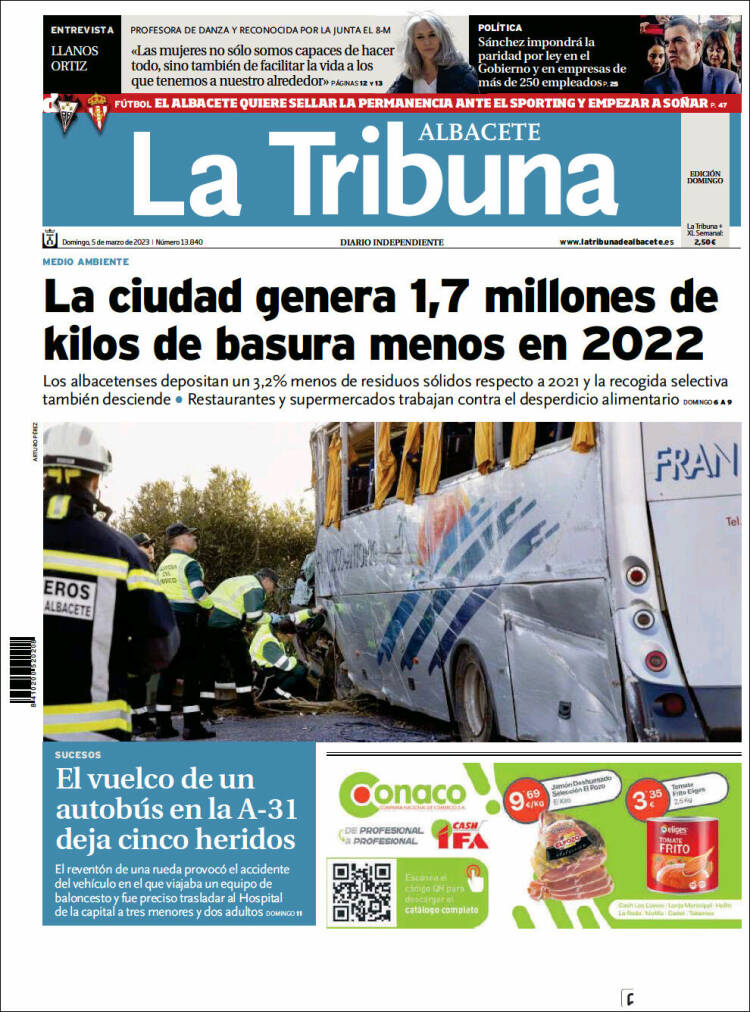 Portada de La Tribuna de Albacete (Espa&ntilde;a)