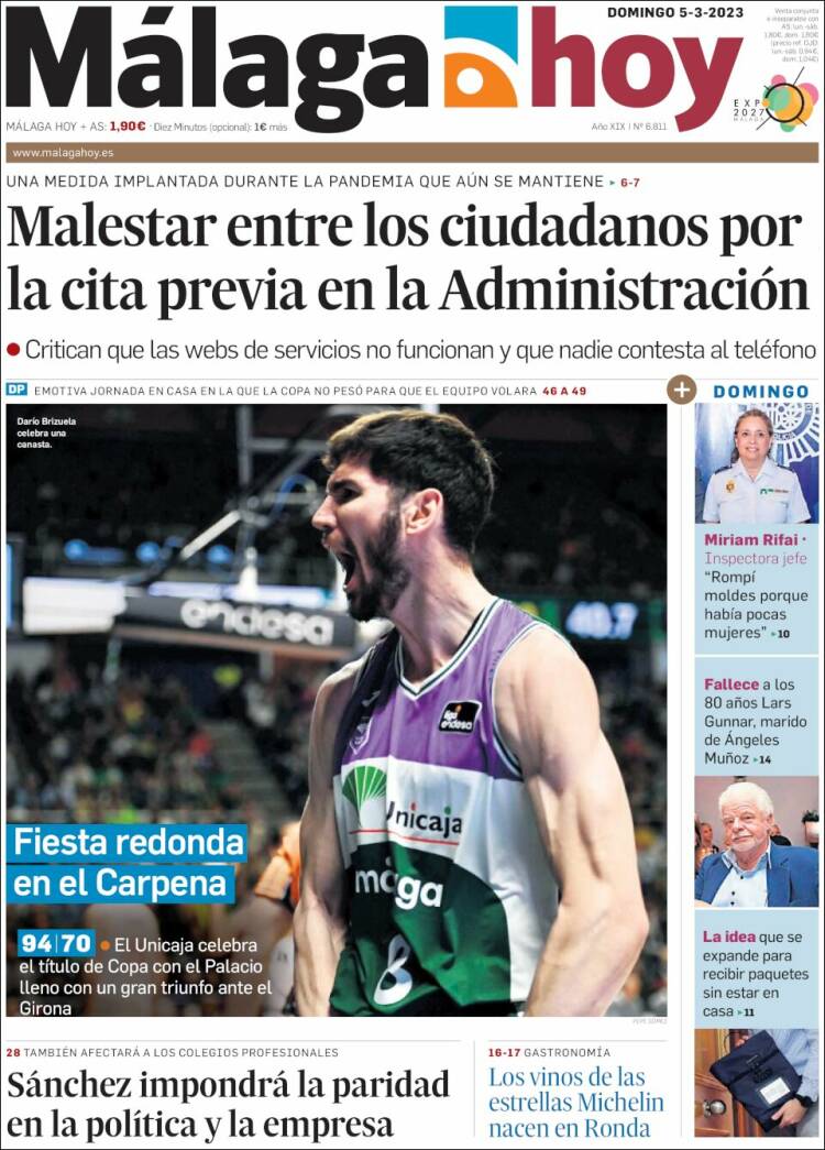 Portada de Málaga Hoy (Espa&ntilde;a)