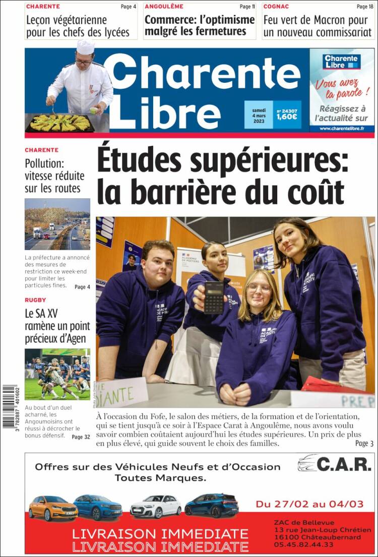 Portada de Charente Libre (France)