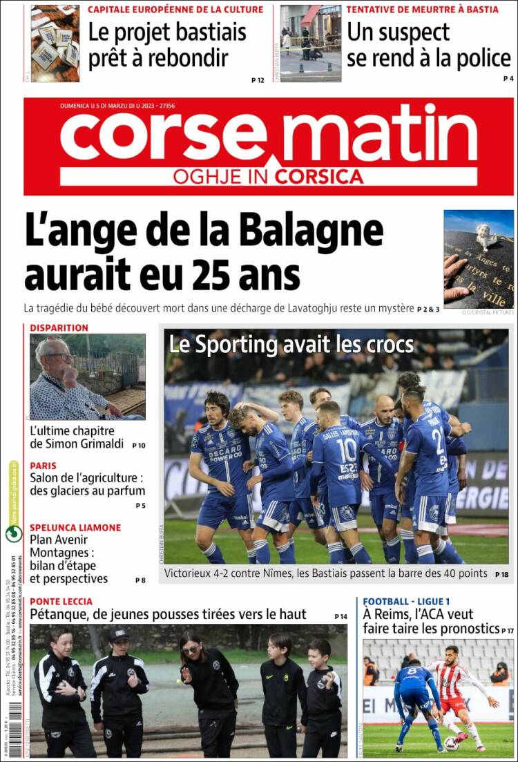 Portada de Corse-Matin (France)