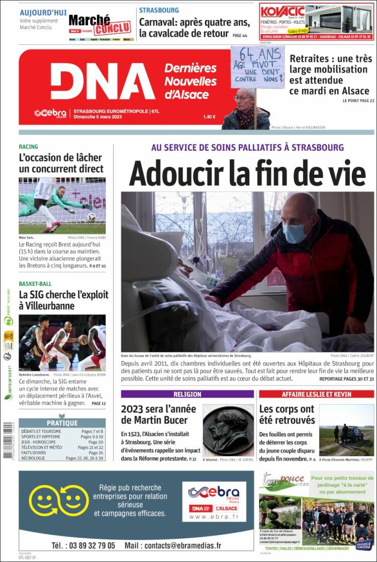 Portada de Les Dernières Nouvelles d'Alsace (France)