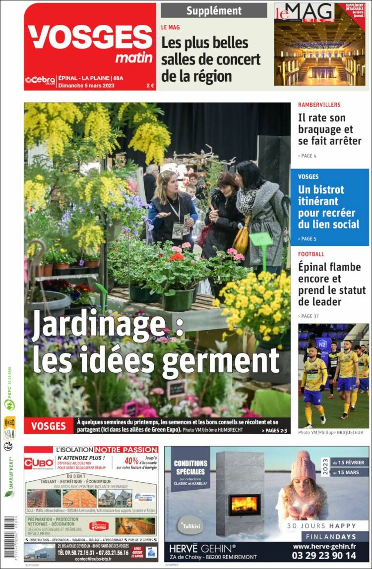 Portada de Vosges Matin (France)