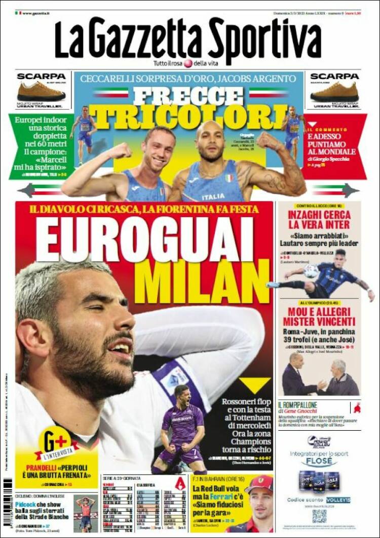 Portada de La Gazzetta dello Sport (Italia)