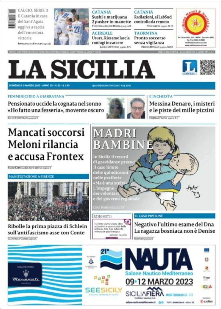 Portada de La Sicilia (Italia)