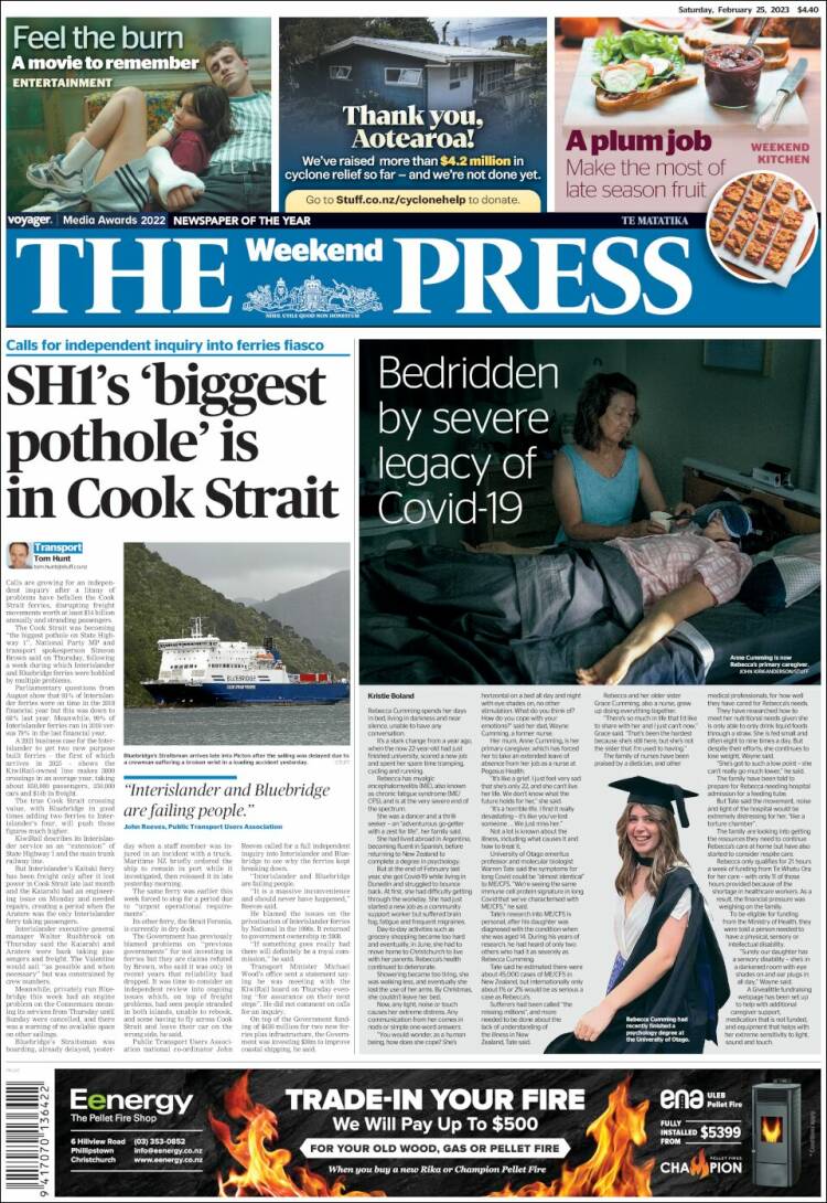 Portada de The Press (Nueva Zelanda)