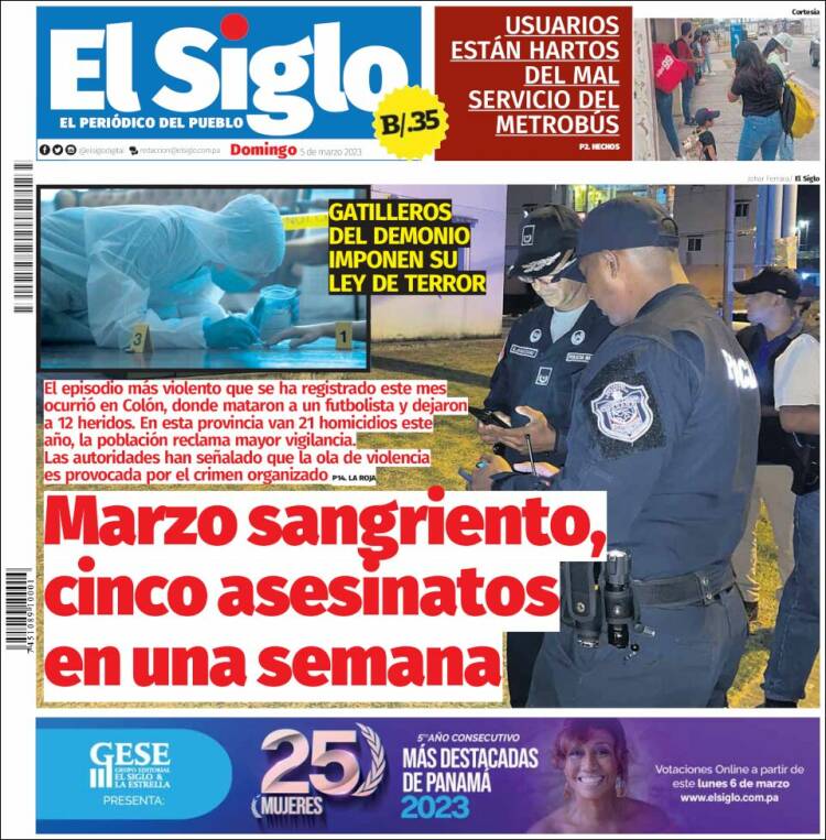Portada de El Siglo (Panam&aacute;)