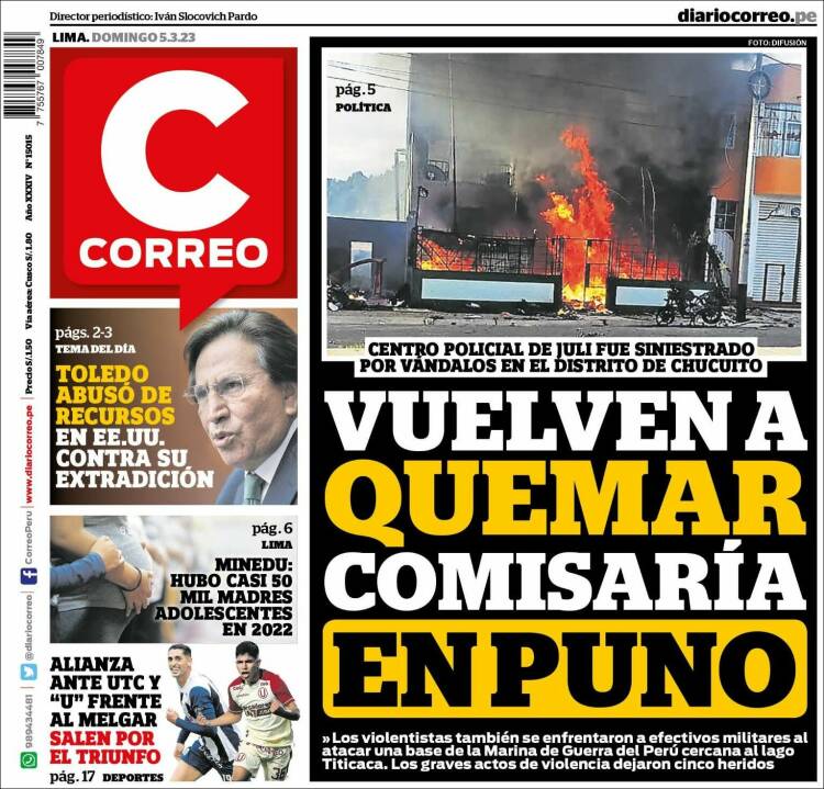 Portada de Diario Correo (Per&uacute;)