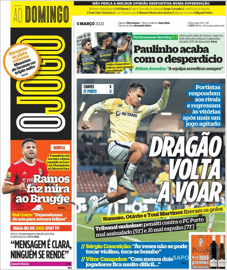 Portada de O Jogo (Portugal)