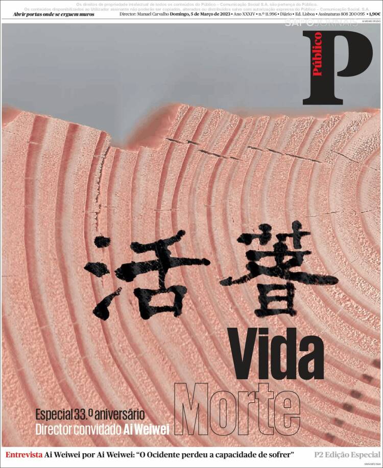 Portada de Público (Portugal)