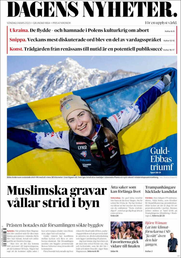 Portada de Dagens Nyheter (Suecia)