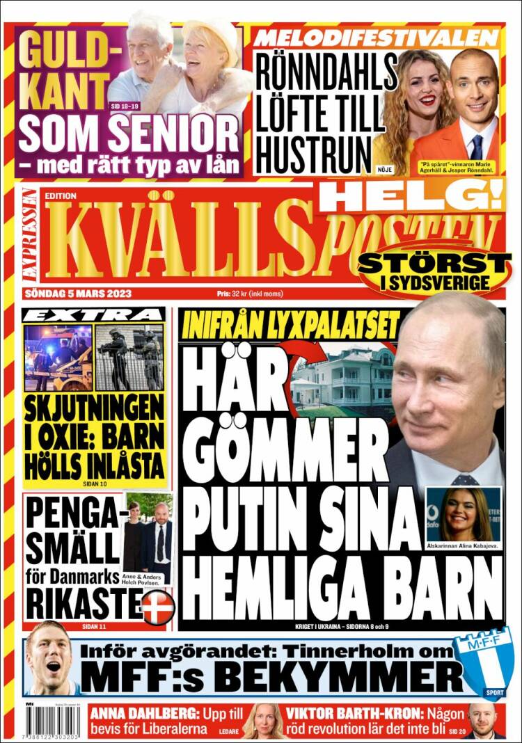 Portada de Kvällsposten (Suecia)