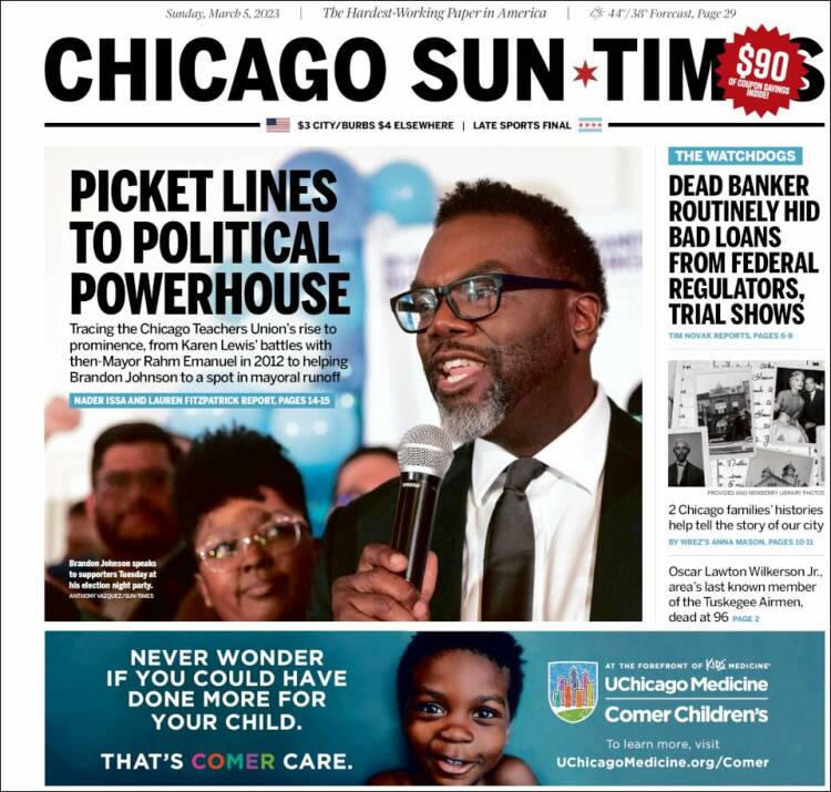 Portada de Chicago Sun-Times (USA)