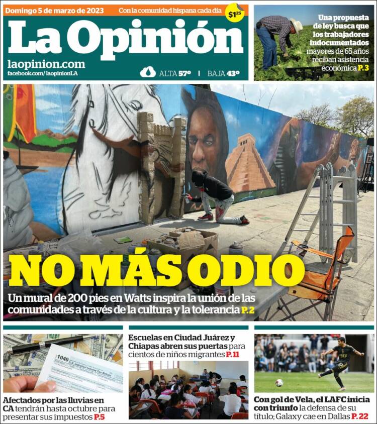 Portada de La Opinión (USA)