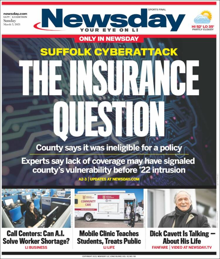 Portada de Newsday (USA)