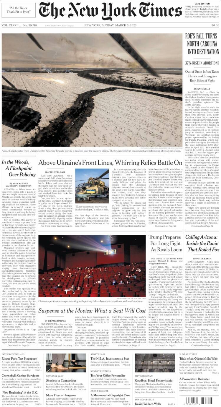 Portada de New York Times (États-Unis)