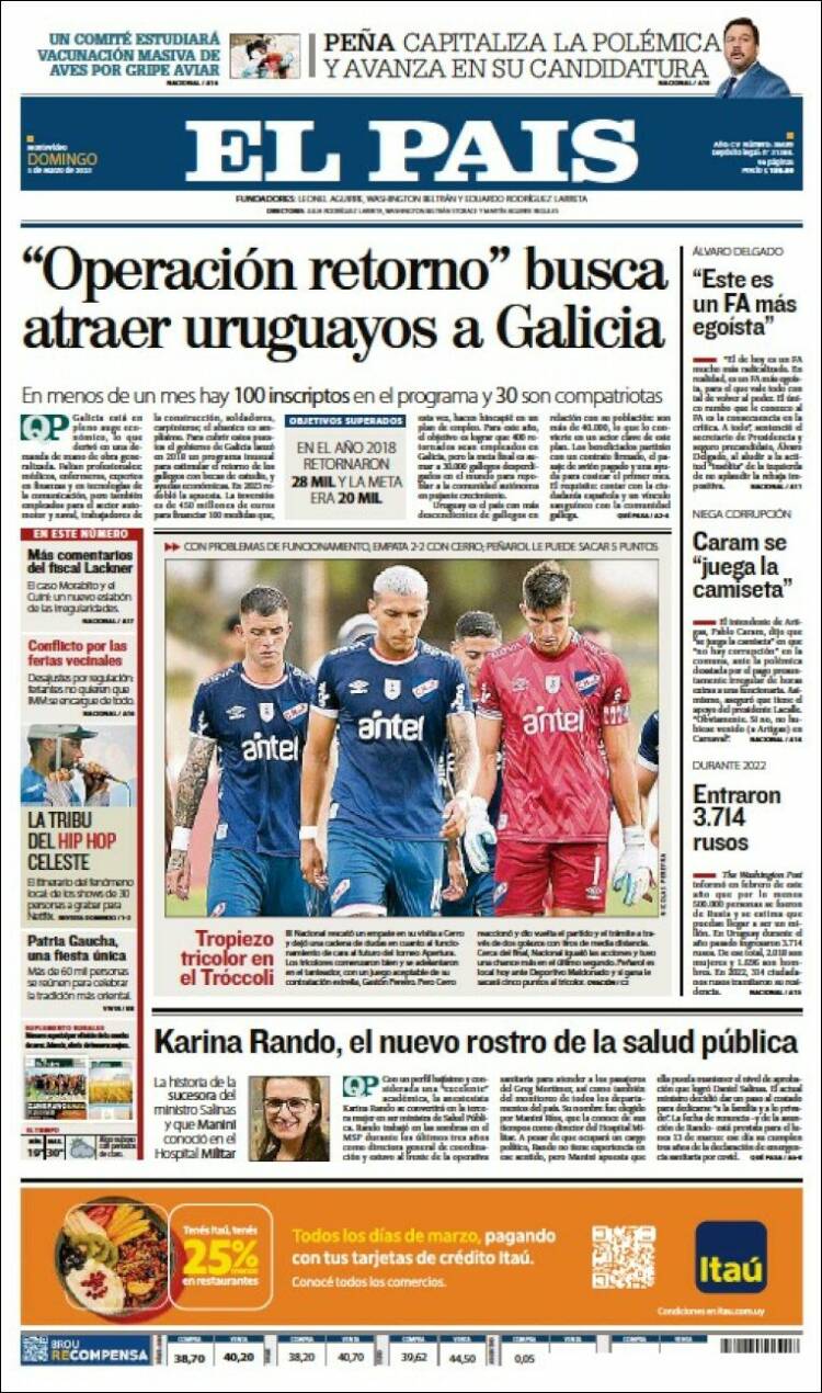 Portada de El País (Uruguay)
