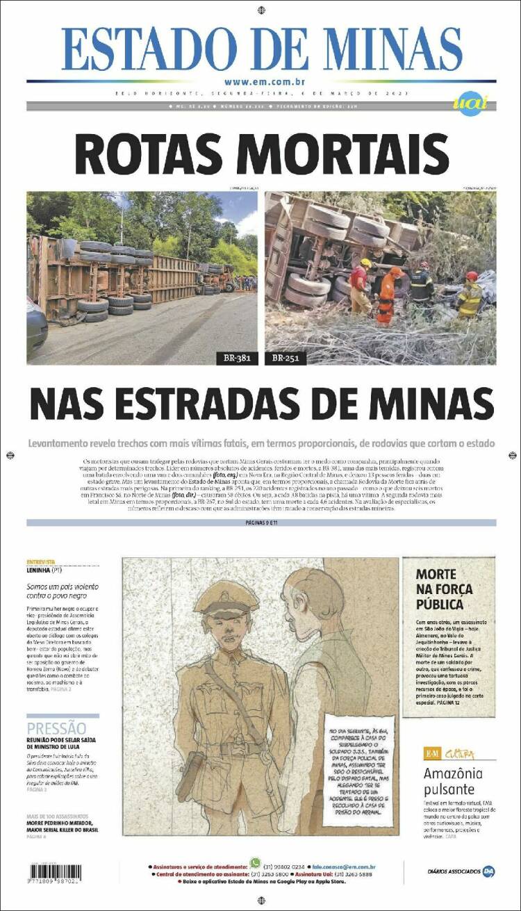 Portada de Jornal Estado de Minas (Brasil)