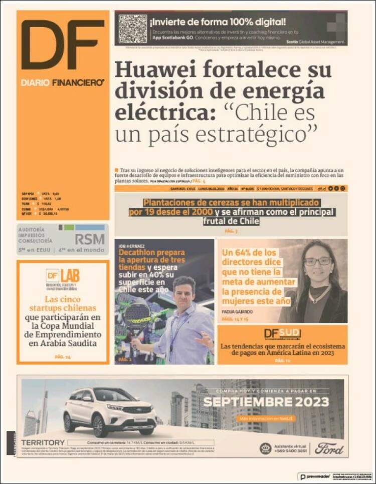 Portada de Diario Financiero (Chile)