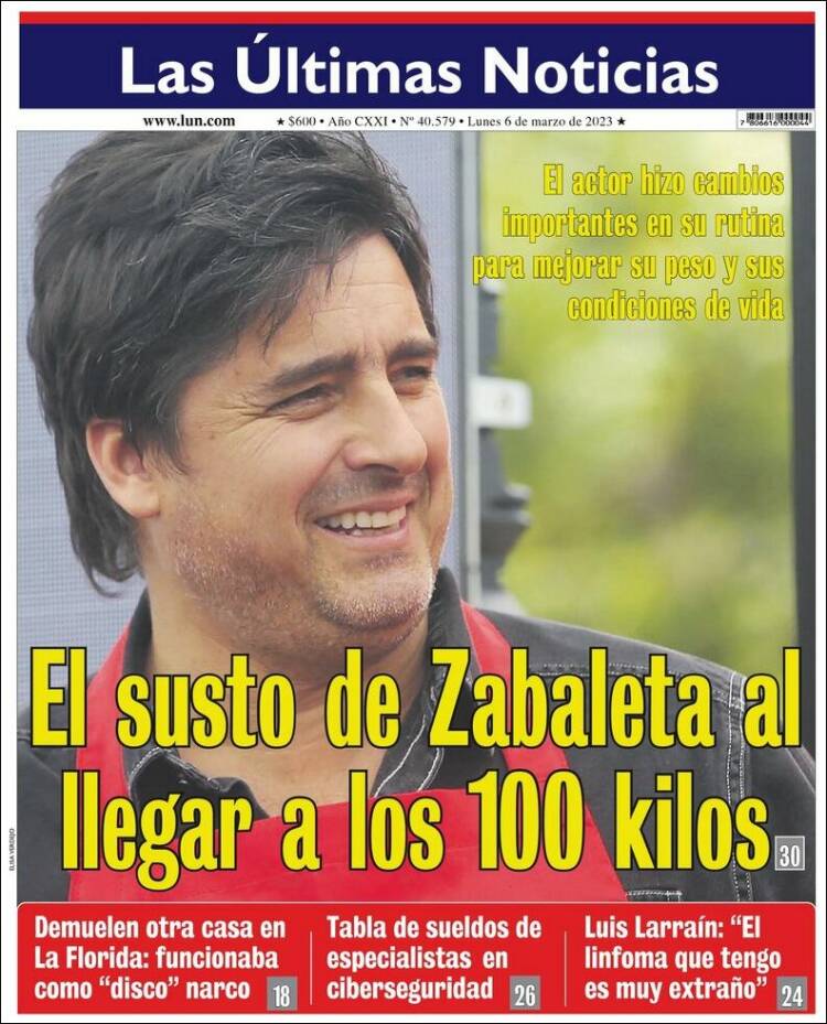 Portada de Las Últimas Noticias (Chile)