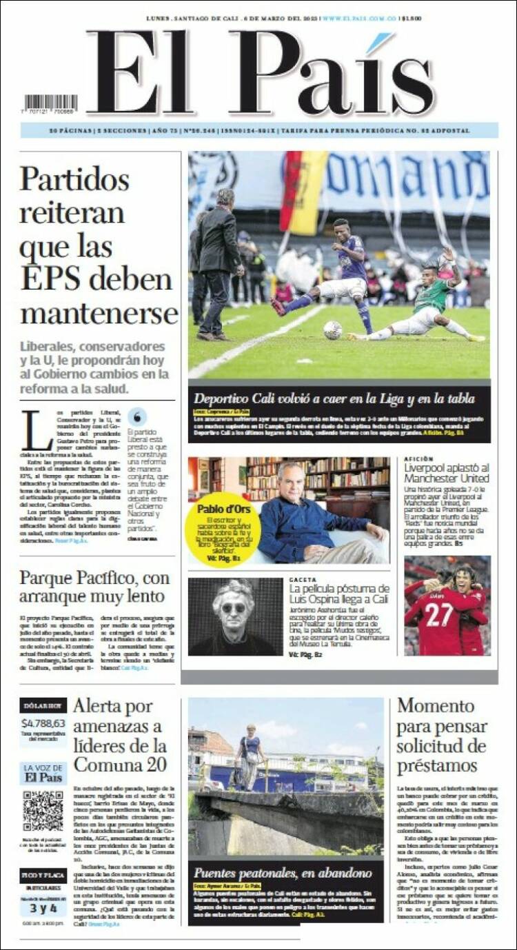 Portada de El País - Cali (Colombia)