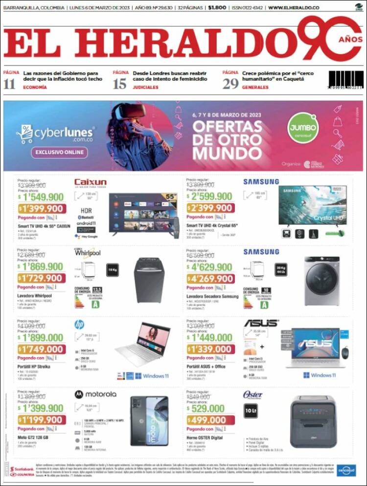 Portada de El Heraldo (Colombia)