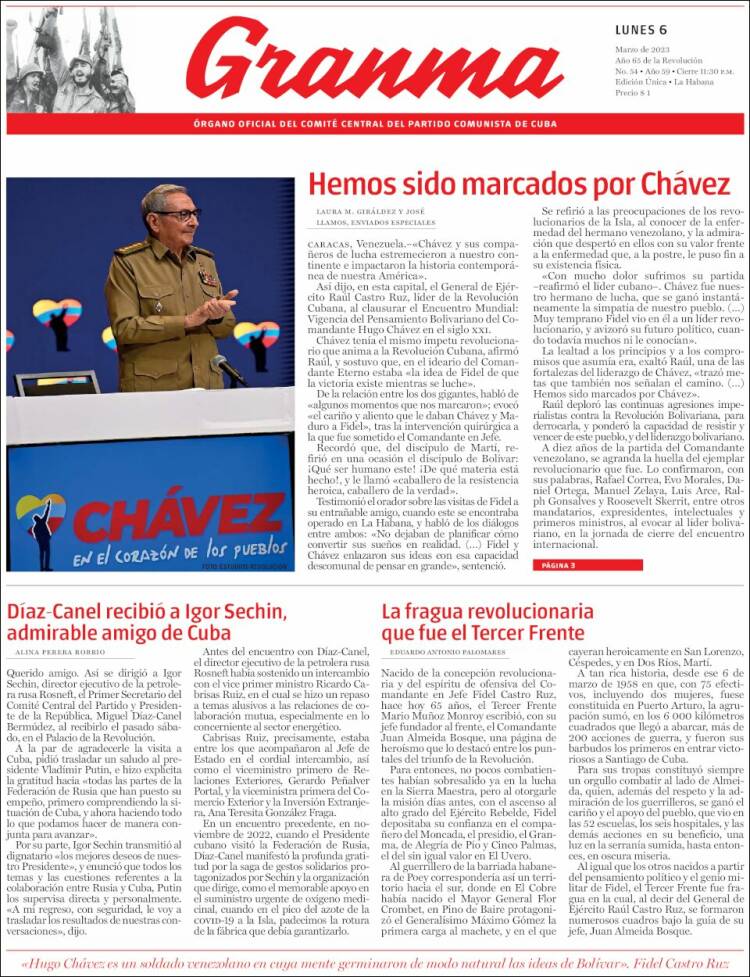 Portada de Granma (Cuba)