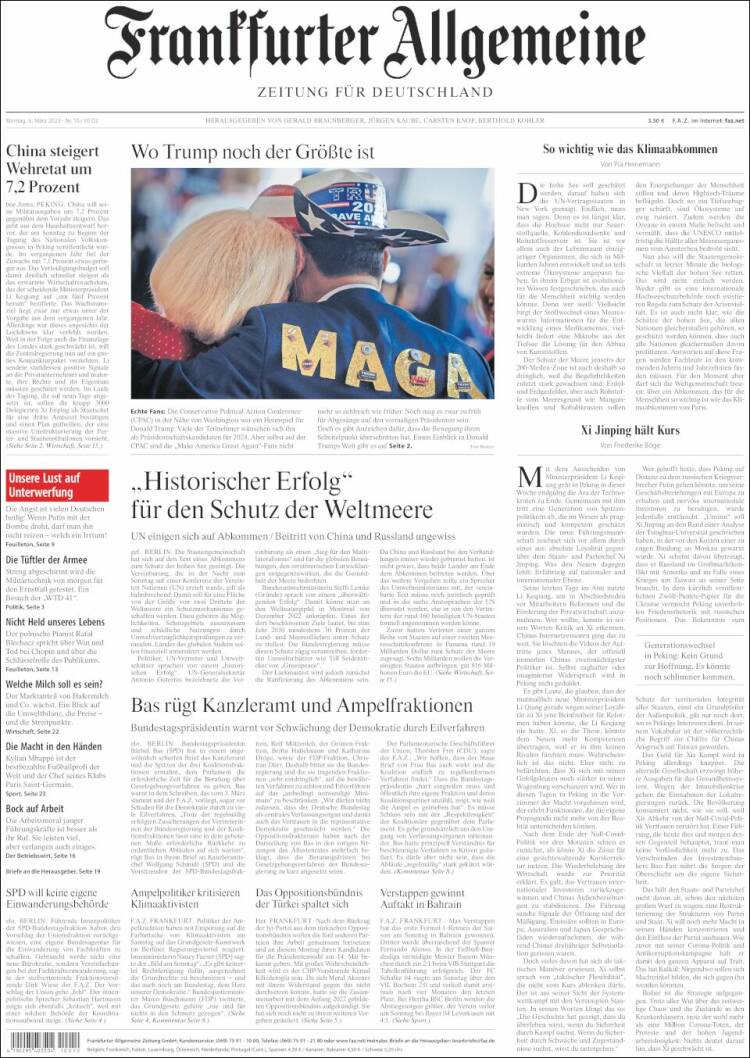 Portada de Frankfurter Allgemeine (Alemania)