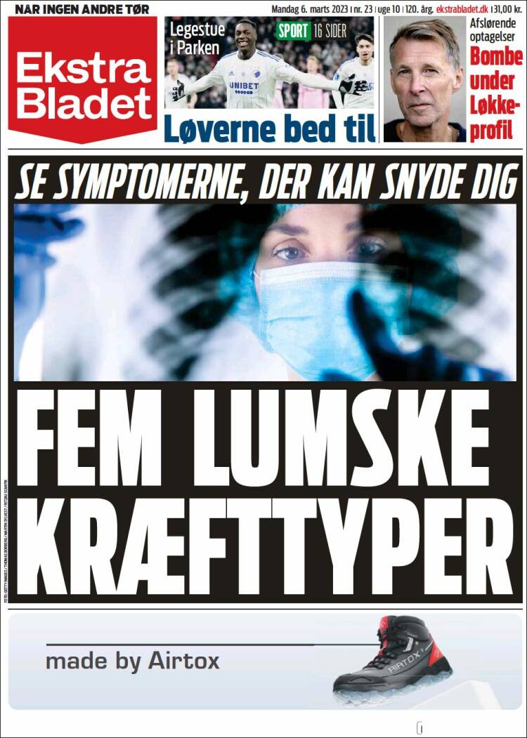 Portada de Ekstra Bladet (Dinamarca)