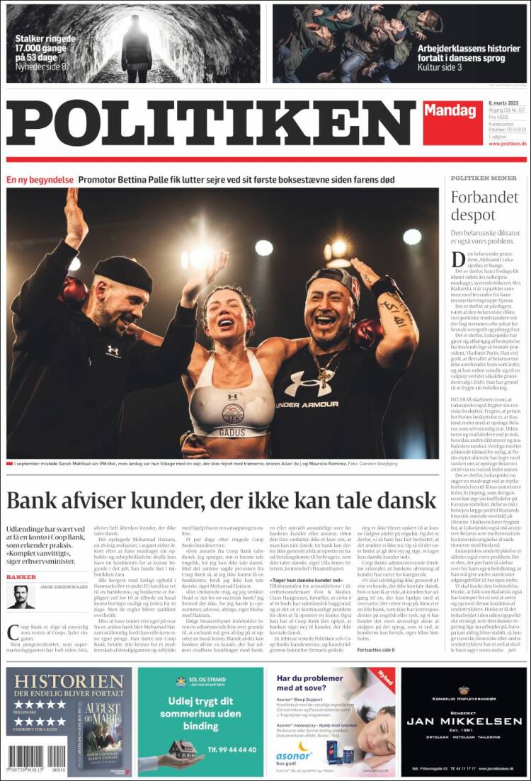 Portada de Politiken (Dinamarca)