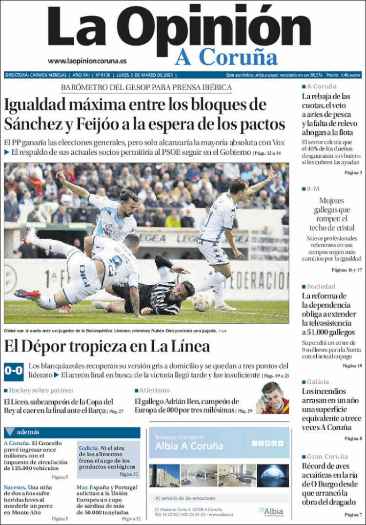 Portada de La Opinión de A Coruña (Spain)