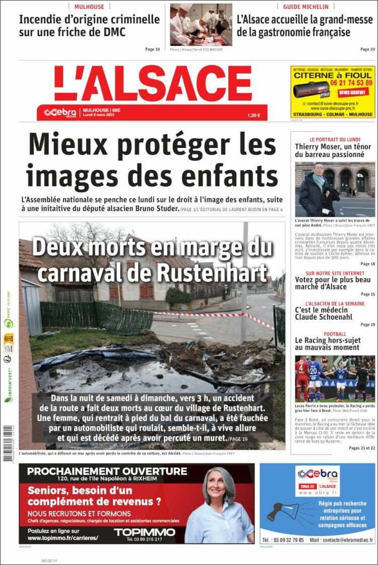 Portada de Journal L'Alsace (Francia)