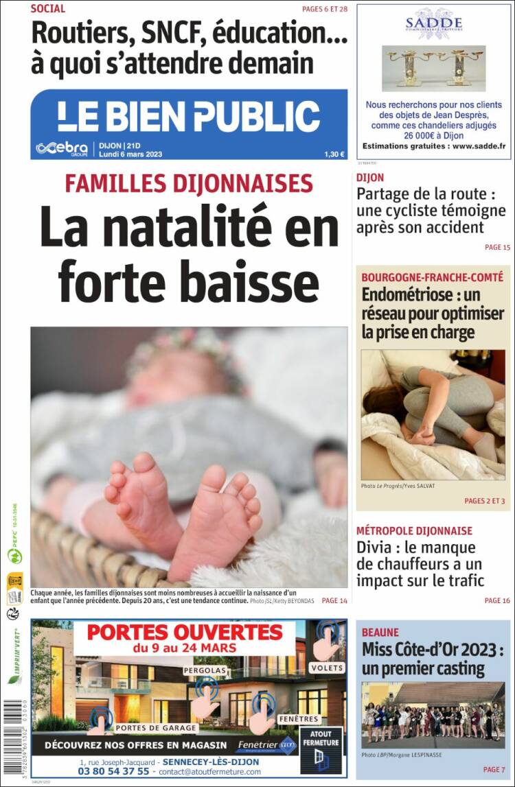 Portada de Le Bien Public (Francia)