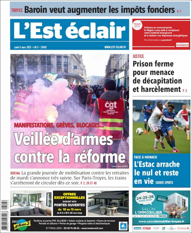 Portada de L'Est Eclair (Francia)