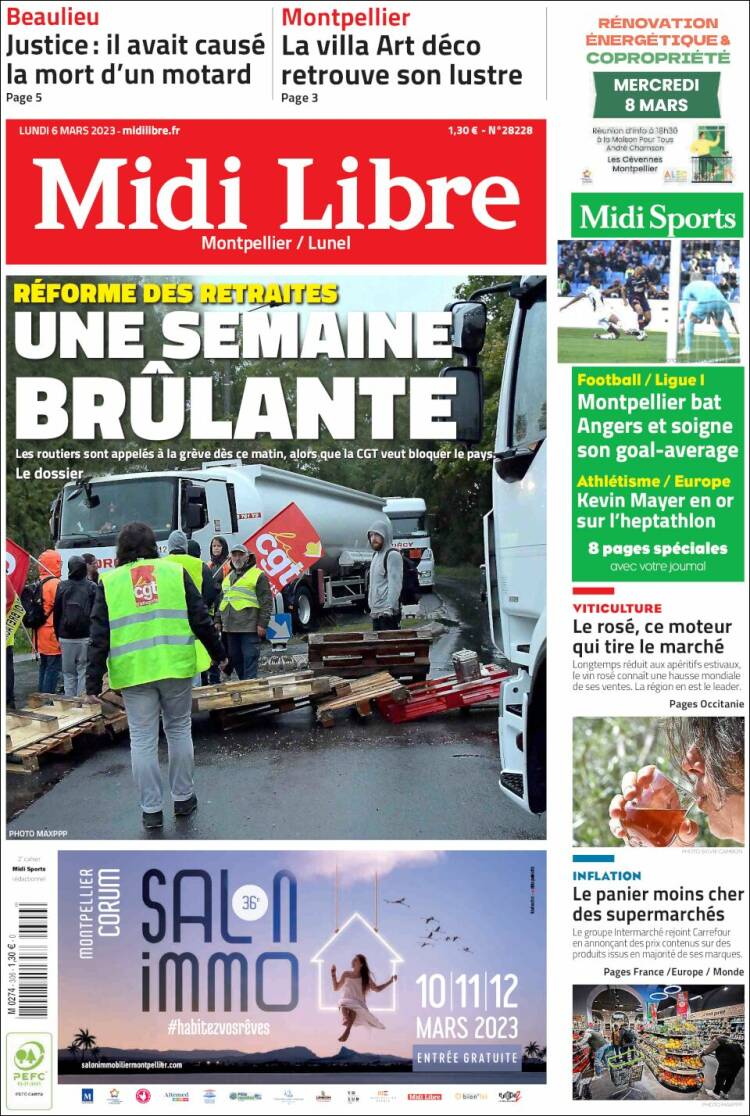 Portada de Midi Libre (Francia)