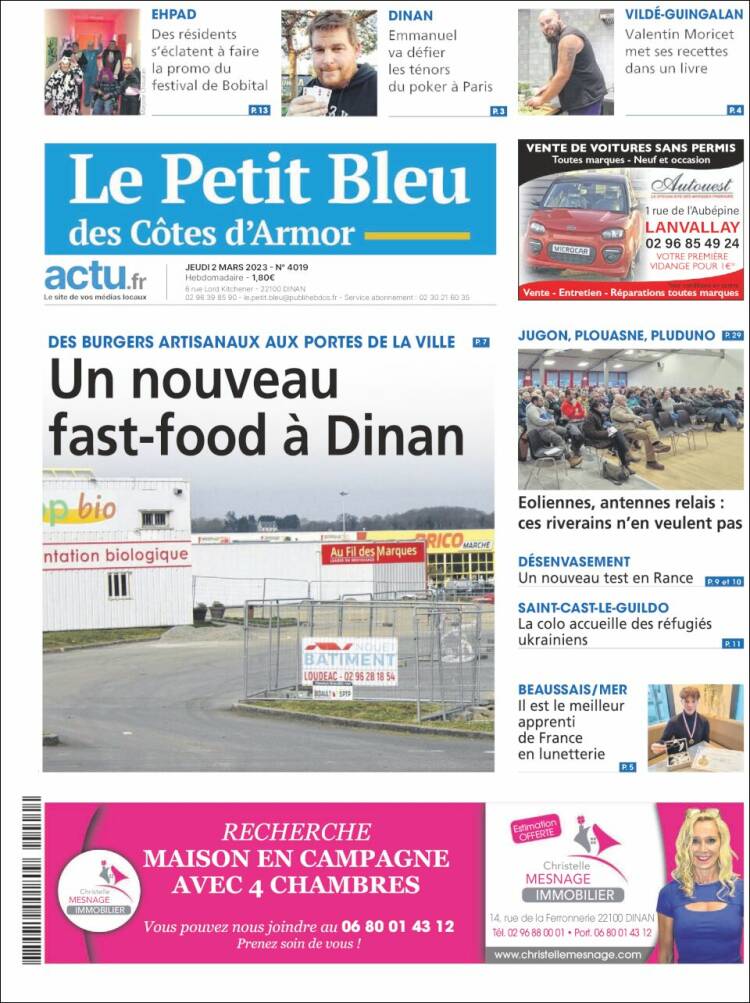 Portada de Le Petit Bleu (Francia)