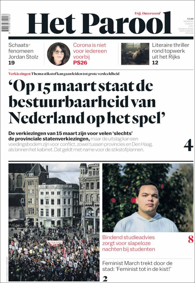 Portada de Het Parool (Pa&iacute;ses Bajos)