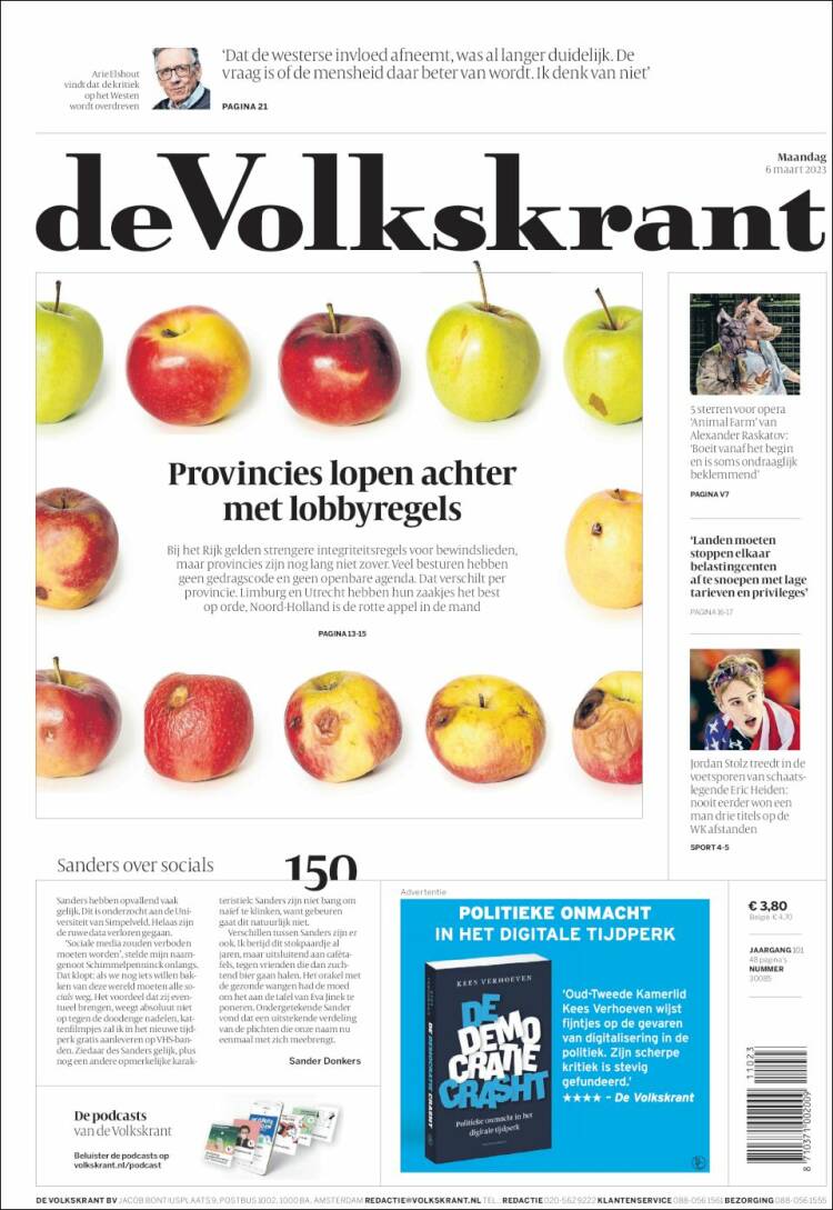 Portada de De Volkskrant (Pa&iacute;ses Bajos)