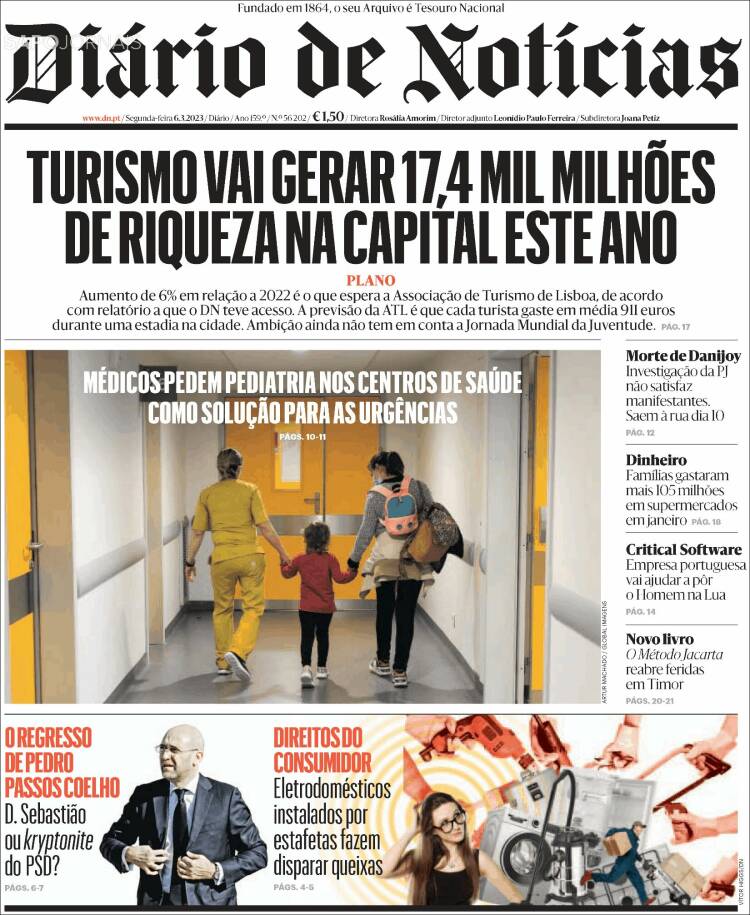 Portada de Diário de Noticias (Portugal)